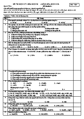 Đề thi học kỳ I môn Hóa học Lớp 11 (Cơ bản) - Mã đề 1201 (Có đáp án)